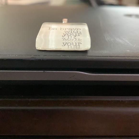 Necklace pendant 1”x1” “be brave with your life”clear resin. Chain not included. - Picture 3 of 3